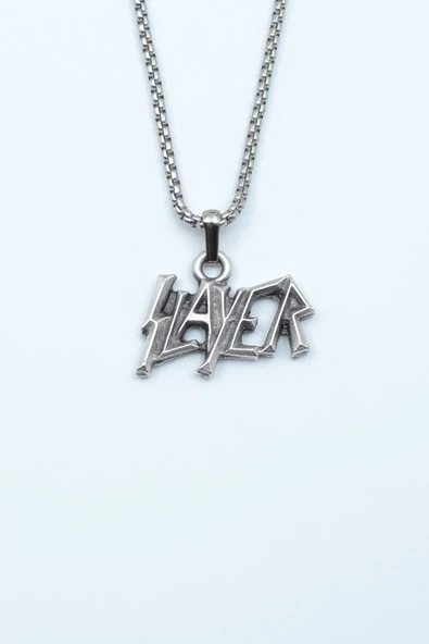 Slayer Gümüş Kaplama Örme Zincir Kolye ürün görseli 1