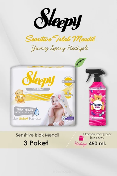 150 Adet Sensitive Islak Mendil, Orkide Oda Kokusu Hediyeli ürün görseli 1