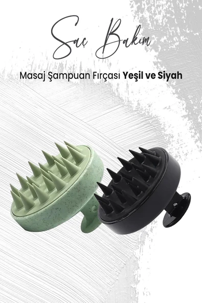 Düvenci Toptan Yumuşak Silikonlu Masaj Şampuan Fırçası Siyah ve Yeşil ürün görseli 1