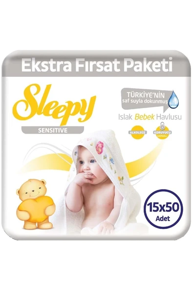 Sleepy Sensitive Islak Havlu 50'li x 15 Adet ürün görseli 1