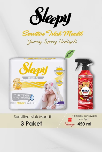 150 Adet Sensitive Islak Mendil, Amber Oda Kokusu Hediyeli ürün görseli 1