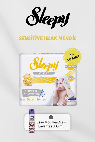 150 Adet Sensitive Islak Mendil, Lavantalı Mobilya Cilası Hediyeli ürün görseli 1