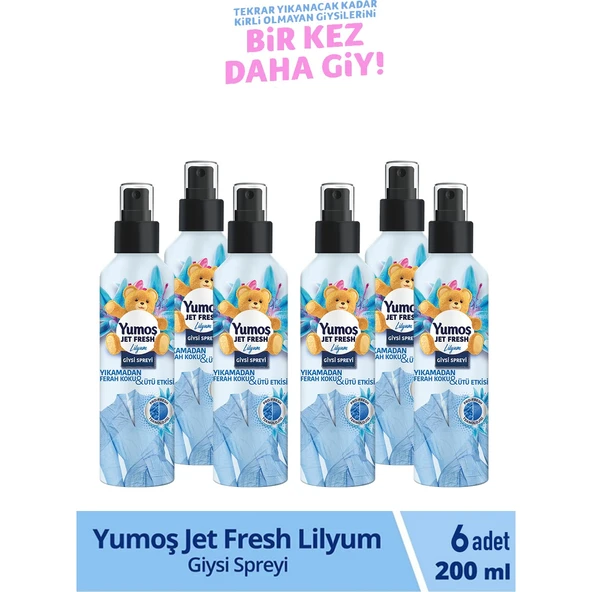Yumoş Jet Fresh Giysi Spreyi Lilyum 6 x 200 ml ürün görseli 1