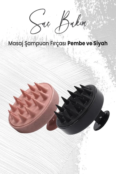 Düvenci Toptan Yumuşak Silikonlu Masaj Şampuan Fırçası Pembe ve Siyah ürün görseli 1