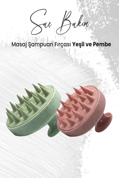 Düvenci Toptan Yumuşak Silikonlu Masaj Şampuan Fırçası Pembe ve Yeşil ürün görseli 1