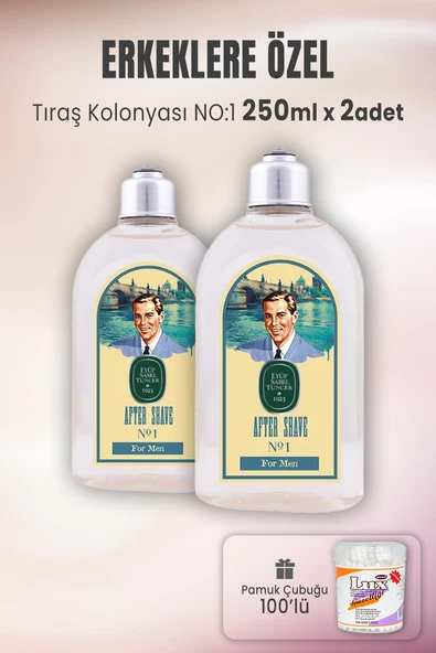 Eyüp Sabri Tuncer Tıraş Kolonyası No:1 x 2 Adet ve Pamuk Çubuğu 100' lü ürün görseli 1