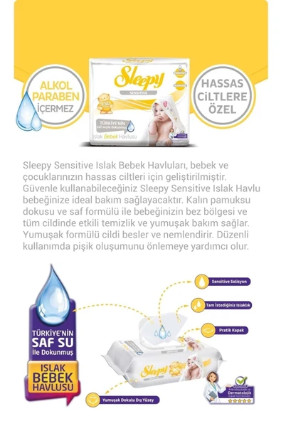 Sleepy Sensitive Islak Havlu 50'li x 15 Adet - Resim 2
