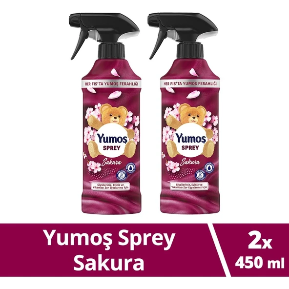 Yumoş Sprey Yıkanması Zor Eşyalar Için Giysi Spreyi Sakura 450 ml x 2 Adet ürün görseli 1