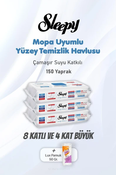 Sleepy Çamaşır Suyu Katkılı Yüzey Temizlik Havlusu 150 Yaprak ve Pamuk ürün görseli 1