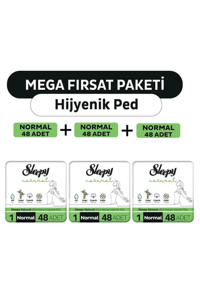 Natural Ultra Hassas Hijyenik Ped Mega Fırsat Paketi Normal 144 Adet ürün görseli 1