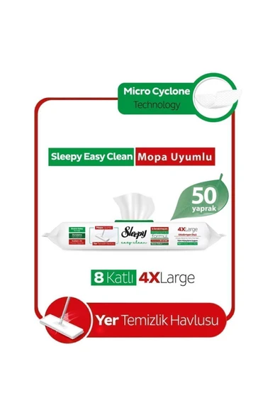 Easy Clean Beyaz Sabun Katkılı Mopa Uyumlu Yer Temizlik Havlusu 50 Yaprak ürün görseli 1
