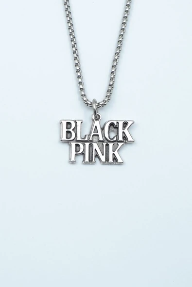 Black Pink Gümüş Kaplama Örme Zincir Kolye ürün görseli 1