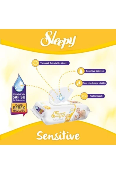Sensitive 90 Yaprak 24'lü Paket Islak Mendil - Resim 4
