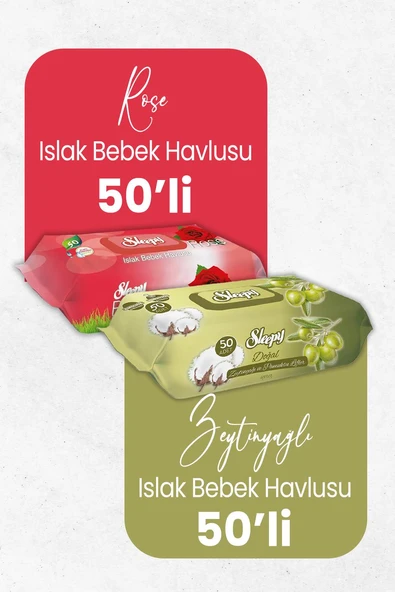 Sleepy Islak Bebek Havlusu Gül Kokulu 50'li ve Zeytinyağlı 50'li x 2 Adet (100 Yaprak) ürün görseli 1