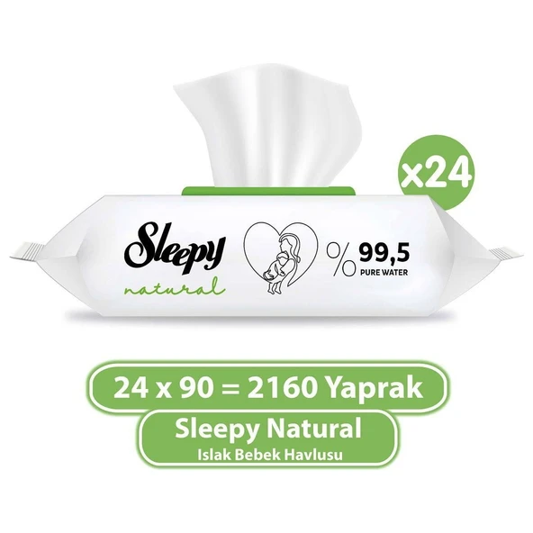 Sleepy Natural Islak Bebek Havlusu 24 x 90 Yaprak (2160 Yaprak) ürün görseli 1