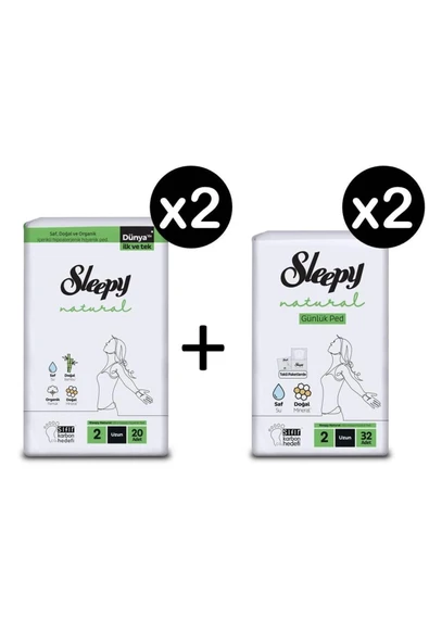 Sleepy Natural Ultra Hassas Hijyenik Ped Uzun 20 Adet ürün görseli 1