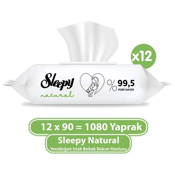 Sleepy Natural Yenidoğan Islak Bebek Bakım Havlusu 12X90 (1080 Yaprak) ürün görseli 1