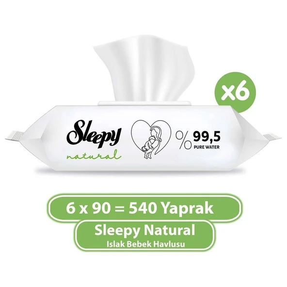 Sleepy Natural Islak Bebek Havlusu 6X90 (540 Yaprak) ürün görseli 1