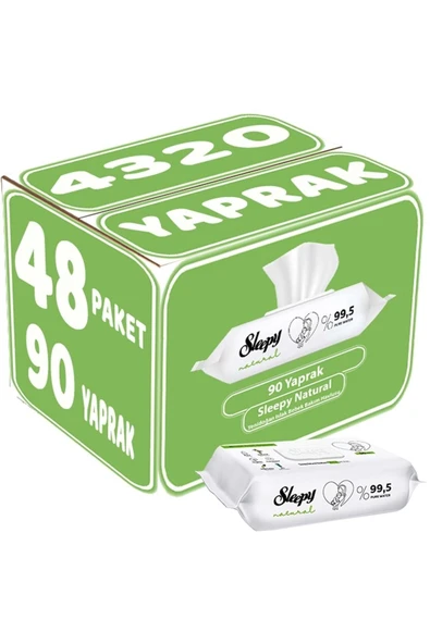 Islak Havlu Mendil 90 Yaprak Natural Yenidoğan 48 Li Set 4320 Yaprak Plastik Kapaklı ürün görseli 1