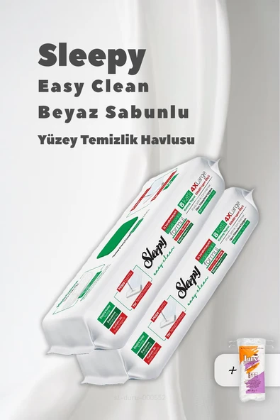 Sleepy 4 XL Mopa Uyumlu Beyaz Sabunlu Havlu 2 Paket ve Pamuk ürün görseli 1
