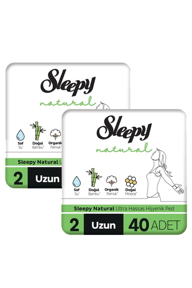 Sleepy Natural Ultra Hassas Hijyenik Ped Uzun 20 Adet ürün görseli 1