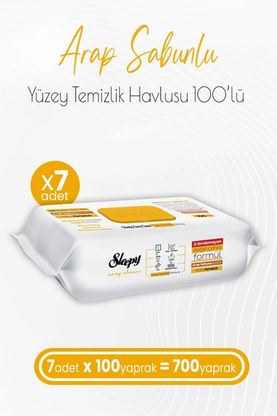 Sleepy Easy Clean Arap Sabunu Katkılı Yüzey Temizlik Havlusu 100 x 7 Adet (700 Yaprak) ürün görseli 1