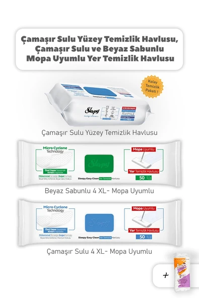 Sleepy Mopa Uyumlu 4XL ve Easy Clean Havlu Set, Pamuk Hediyeli ürün görseli 1