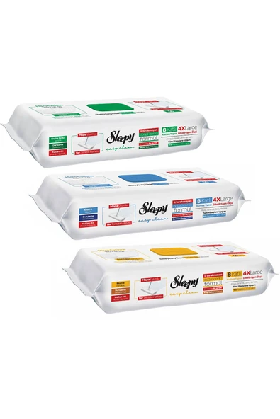 Sleepy Easy Clean Beyaz Sabun,Çamaşır Suyu,Arap Sabun Mop Uyumlu Yer Temizlik Havlusu 3 x 50 ürün görseli 1