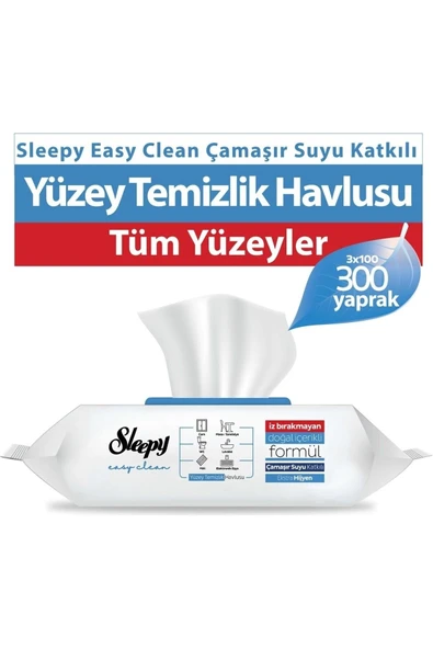 Sleepy Easy Clean Çamaşır Suyu Katkılı Yüzey Temizlik Havlusu 3X100 (300 Yaprak) ürün görseli 1
