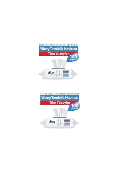 Sleepy Easy Clean Çamaşır Suyu Katkılı Yüzey Temizlik Havlusu 2X100 (200 Yaprak) ürün görseli 1
