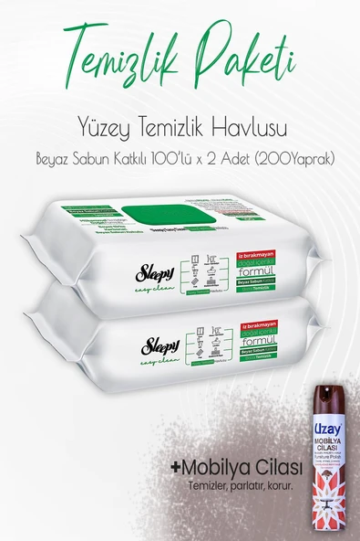 Düvenci Temizlik Paketi 10 (Beyaz Sabun Temizlik Havlusu 200 Yaprak ve Mobilya Cilası) ürün görseli 1