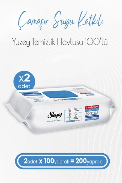 Sleepy Easy Clean Çamaşır Suyu Katkılı Yüzey Temizlik Havlusu 100 x 2 Adet (200 Yaprak) ürün görseli 1