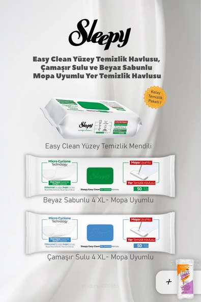 Sleepy Yüzey Temizlik Havlu, Mopa Uyumlu 4 XL Havlular ve Pamuk ürün görseli 1