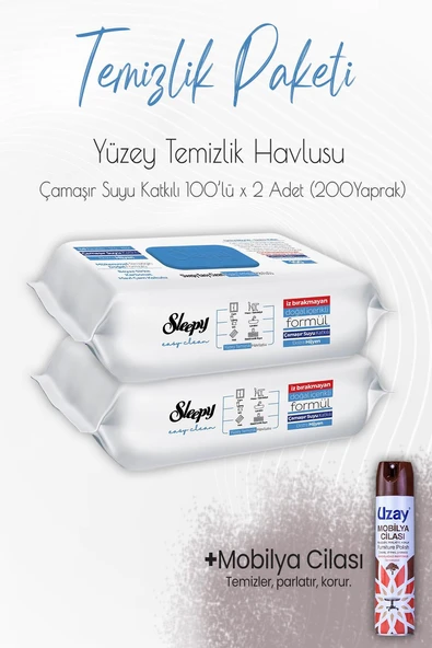 Düvenci Temizlik Paketi 8 (Çamaşır Suyu Temizlik Havlusu 200 yaprak ve Mobilya Cilası) ürün görseli 1