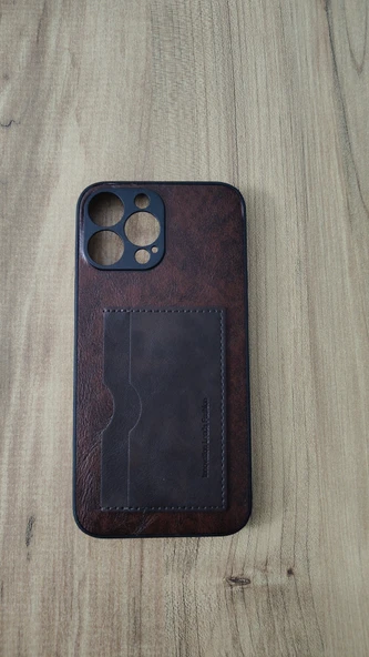 İPHONE 13 PROMAX SİLİKON KILIF KART DETAYLI KOYU KAHVE ürün görseli 1
