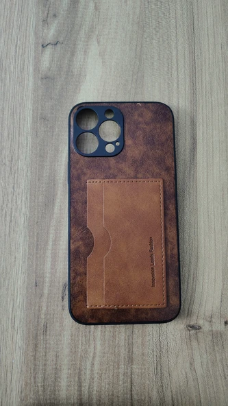 İPHONE 13 PROMAX SİLİKON KILIF KART DETAYLI DALGALI KAHVE ürün görseli 1