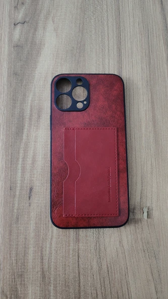İPHONE 13 PROMAX SİLİKON KILIF KART DETAYLI DALGALI KIRMIZI ürün görseli 1