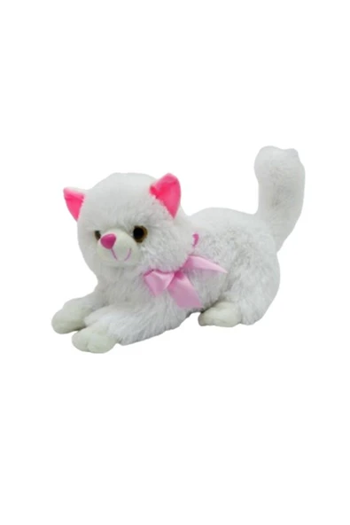 Sevimli İri Gözlü Kedi Peluş 30 Cm Beyaz Oyun Ve Uyku Arkadaşım Kedicim ürün görseli 1