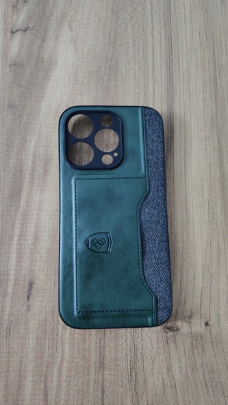İPHONE 14 PRO SİLİKON KILIF KART DETAYLI YEŞİL-GRİ ürün görseli 1