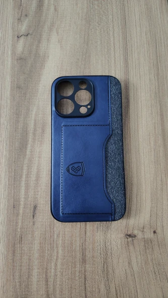 İPHONE 14 PRO SİLİKON KILIF KART DETAYLI KOYU MAVİ-GRİ ürün görseli 1