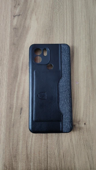REDMİ A1 PLUS SİLİKON KILIF KART DETAYLI SİYAH-GRİ ürün görseli 1