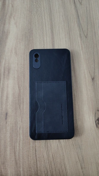 REDMİ 9A SİLİKON KILIF KART DETAYLI SİYAH ürün görseli 1