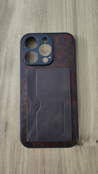 İPHONE 14 PRO SİLİKON KILIF KART DETAYLI KOYU KAHVE ürün görseli 1