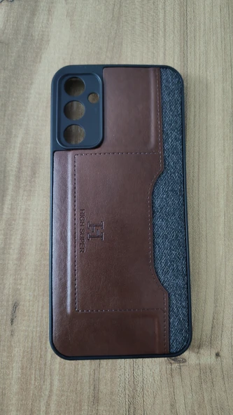 SAMSUNG A14 5G SİLİKON KILIF KART DETAYLI KOYU KAHVE-GRİ ürün görseli 1