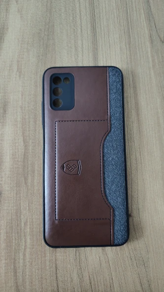 SAMSUNG A03S SİLİKON KILIF KART DETAYLI KAHVE-GRİ ürün görseli 1