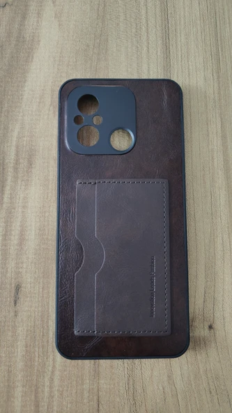 REDMİ 12C SİLİKON KILIF KART DETAYLI KOYU KAHVE ürün görseli 1