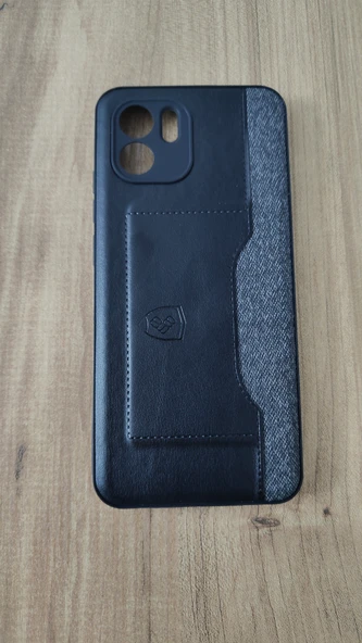 REDMİ A1 SİLİKON KILIF KART DETAYLI SİYAH-GRİ ürün görseli 1