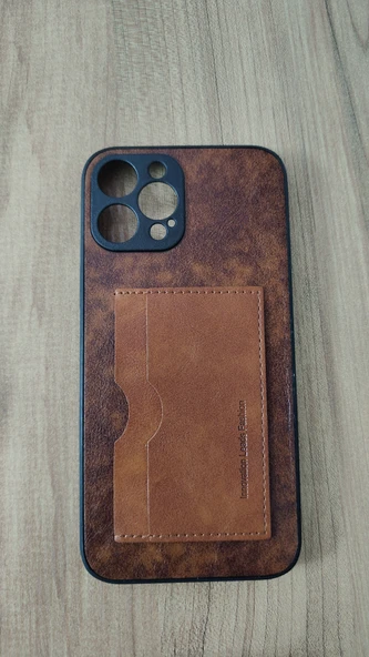 İPHONE 12 PRO MAX SİLİKON KILIF KART DETAYLI DALGALI KAHVE ürün görseli 1