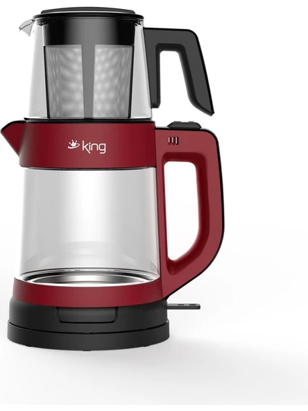 King KCM330 TeaPro 1800 W Kırmızı Cam Çay Makinesi ürün görseli 1