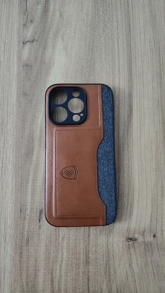 İPHONE 14 PRO SİLİKON KILIF KART DETAYLI AÇIK KAHVE-GRİ ürün görseli 1